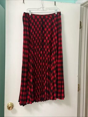 Woolrich X Target Collection Women's Red and Black Check Pleated Maxi Skirt